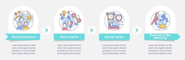 cómo vivir una vida equilibrada alrededor de la plantilla infográfica. consejos de bienestar visualización de datos con 4 pasos. gráfico de información de la línea de tiempo del proceso. diseño de flujo de trabajo con iconos de línea. innumerables fuentes pro-negrita y regulares utilizadas vector