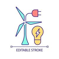 Integration wind energy to smart grid RGB color icon. Intelligent technology for environment protection. Isolated vector illustration. Simple filled line drawing. Editable stroke. Arial font used