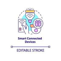 Smart connected devices concept icon. Innovative technology abstract idea thin line illustration. Remote control. Isolated outline drawing. Editable stroke. Arial, Myriad Pro-Bold fonts used vector