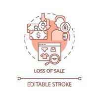 Loss of sale terracotta concept icon. Ecommerce business failure abstract idea thin line illustration. Isolated outline drawing. Editable stroke. Roboto-Medium, Myriad Pro-Bold fonts used vector