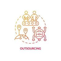 Outsourcing red gradient concept icon. Cheap workforce. Reduce costs. Market economy cons abstract idea thin line illustration. Isolated outline drawing. Myriad Pro-Bold fonts used vector