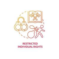 Restricted individual rights red gradient concept icon. Centrally planned ES disadvantages abstract idea thin line illustration. Isolated outline drawing. Myriad Pro-Bold fonts used vector