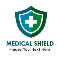 Medical shield logo design template illustration. there are shield and symbol medical vector