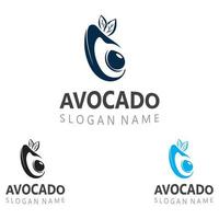 plantilla de ilustración creativa de diseño de logotipo de fruta fresca de aguacate vector