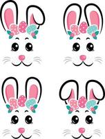 Set of happy bunny masks. Vector illustration