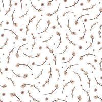 Willow twig seamless background. Easter pattern. Vector illustration