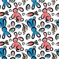 Pattern with bunnies and carrots for Easter vector