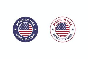 hecho en los ee.uu., conjunto de etiquetas de los estados unidos de américa, hecho en los ee.uu. composición con la bandera americana para placa, etiqueta, sello vector