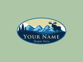 moose and mountain logo vector