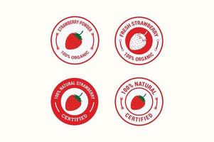 Strawberry labels set with strawberry and strawberry stamp badge label design set vector illustration