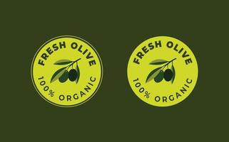 Olive stamp labels. Olive stamp badge label design set. Element for design, advertising, packaging of olive products vector