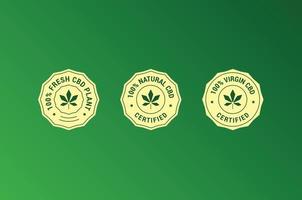 conjunto de sellos vectoriales de marihuana o cannabis o cáñamo, té de plantillas de forma circular. elemento de diseño, publicidad, envasado de productos de té vector