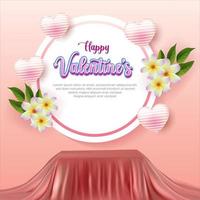 Valentine's Day background with product display and Heart Shaped Balloons. vector