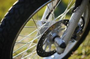 Wheels of enduro motorcycle photo