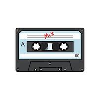 Audio tape is a flat vector drawing on a white isolated background.