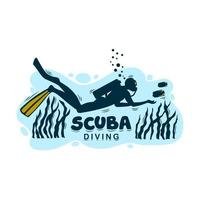 Logo for scuba diving on an isolated background. Vector logo or icon for a diving center.