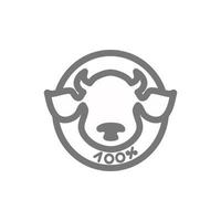 logotipo de vaca, ilustración vectorial sobre un fondo aislado. el concepto de comida sana natural. vector