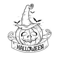 Halloween black and white illustration . Vector. Banner, coloring book. vector