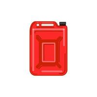 Vector red metal fuel tank or jerry can for transporting and storing gasoline on white background. Isolated background.