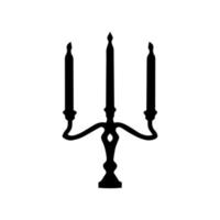 Candle holder with candles silhouette on a white background. Vector illustration.