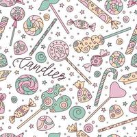 Candy seamless pattern on white isolated background. Cartoon. Vector illustration.