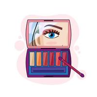 Cartoon vector illustration with an eye shadow palette on an isolated background. The concept of makeup, positivity, beauty and Wellness.