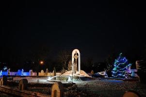 Church of st Petr on frozen evening photo