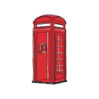 Classic British Red Phone Booth simple vector clip art