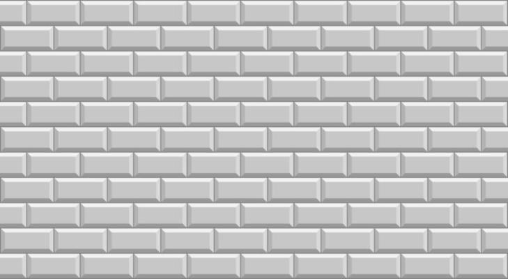 Subway tile background. Grey brick wall pattern for kitchen and bathroom. Vector illustration.