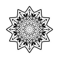 Hand drawing ornate element in eastern style. Black and white. Flower mandala. Vector illustration. The best for your design, textiles, posters, tattoos, corporate identity