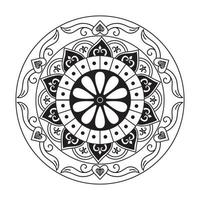 Black and white round ethnic mandala, vector illustration