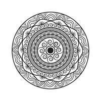 Black and white round ethnic mandala, vector illustration on white background