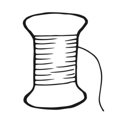 Bobbins with threads for sewing. Hand drawn illustration converted to vector.