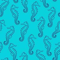 Seamless pattern with seahorse. Marine background.  Hand drawn vector illustration in sketch style.