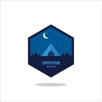 Outdoor Adventure vintage label, badge, logo or emblem. with mountains and forest silhouette. Vector illustration.