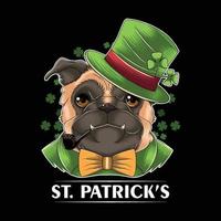 St. Patrick's Day cute Pug themed vector