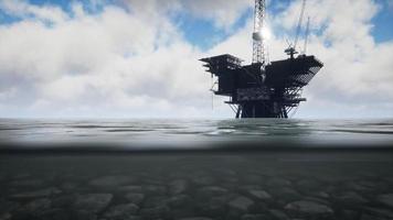 Large Pacific Ocean offshore oil rig drilling platform photo