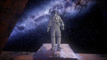 astronaut on space base in deep space photo