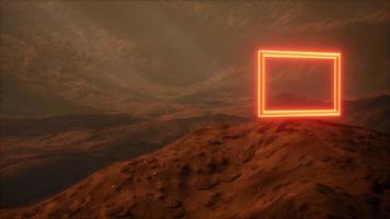 Neon Portal on Mars Planet Surface With Dust Blowing photo