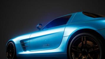 luxury sport car in dark studio with bright lights photo