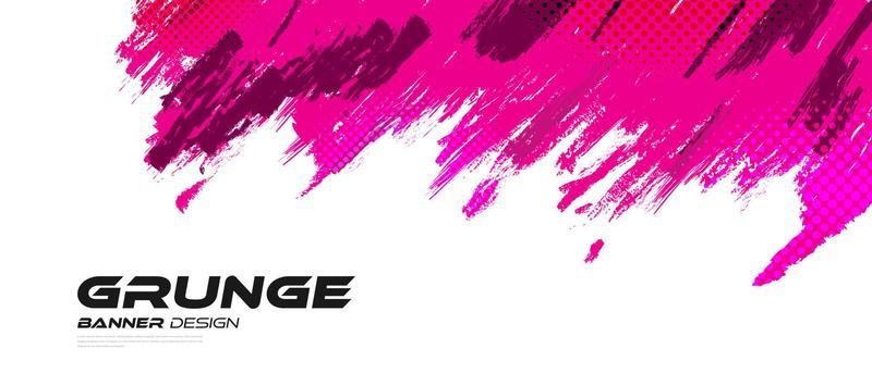 Abstract White and Pink Grunge Background with Halftone Style. Brush Stroke Illustration for Banner, Poster, or Sports. Scratch and Texture Elements For Design