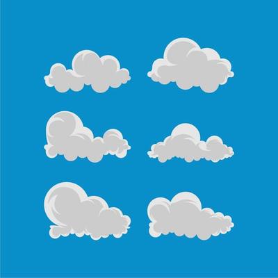 a set of cloud illustrations of various shapes