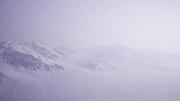 Aerial Landscape of snowy mountains and icy shores in Antarctica photo