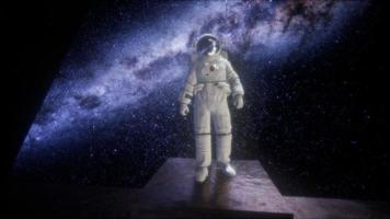 astronaut on space base in deep space photo