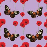hermosas flores y mariposas de patrones sin fisuras vector