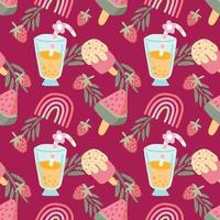 tropical fruits cute things seamless design vector