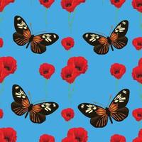 beautiful flowers and butterflies seamless art pattern vector