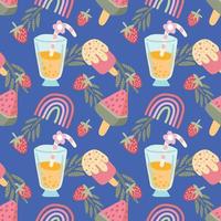 frutas tropicales cosas lindas patrón de diseño sin costuras vector