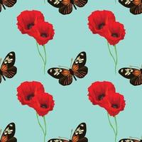 beautiful flowers and butterflies florals seamless pattern vector