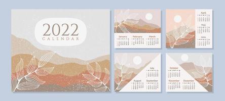 Earth Tone 2022 Calendar Template vector